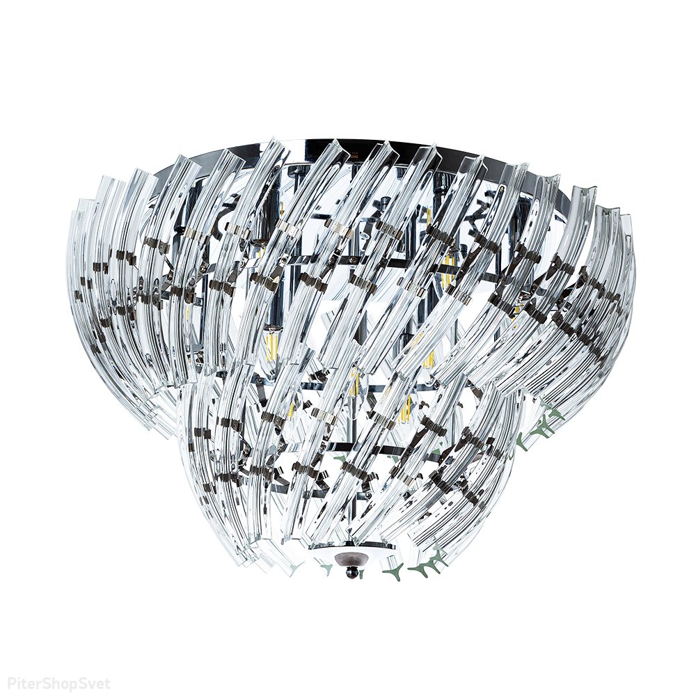 Хромированная потолочная люстра с трёхгранными кристаллами «Ella» A1054PL-9CC