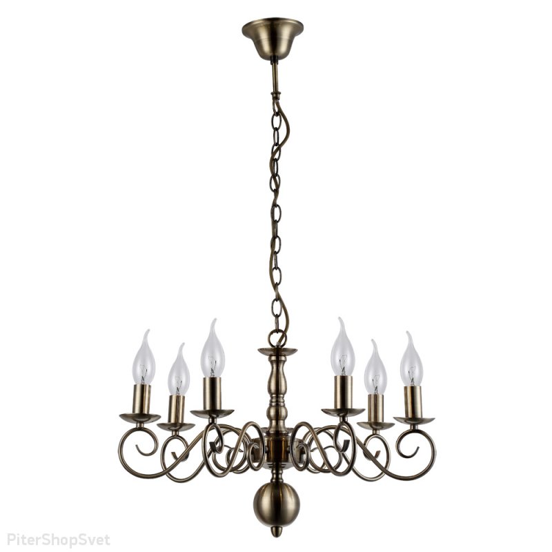 Подвесная люстра со свечами цвета античной бронзы «Isabel» A1129LM-7AB