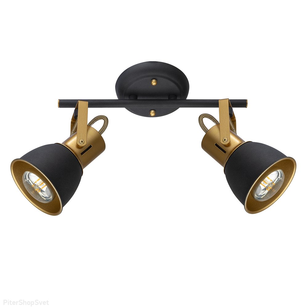 Чёрно-золотой потолочный светильник с поворотными плафонами «Jovi» A1677PL-2GO