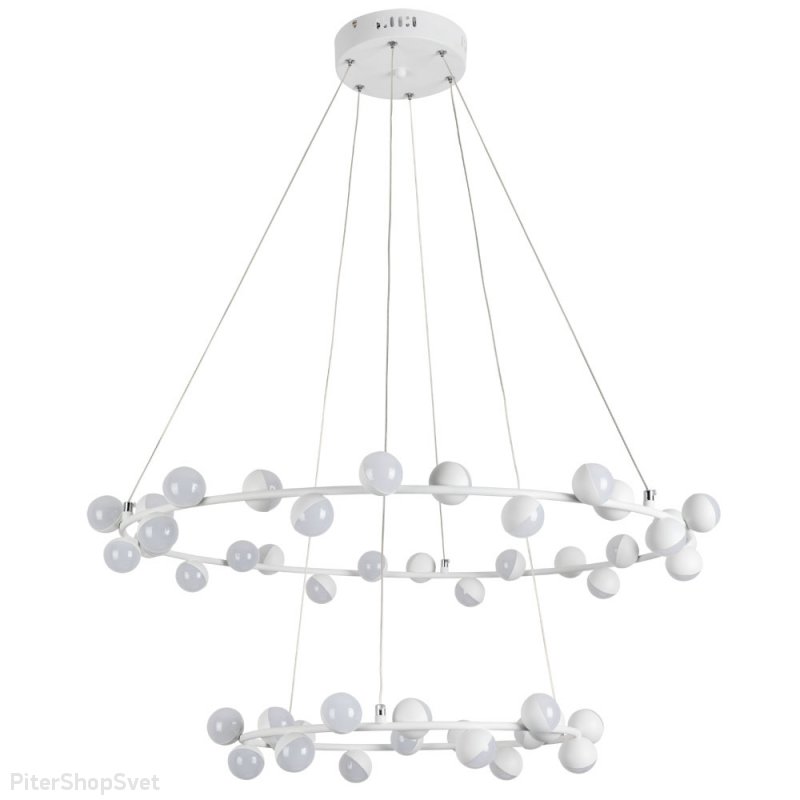 Белая люстра два кольца с шарами 80см 144Вт 4000К «Dexter» A3619SP-48WH