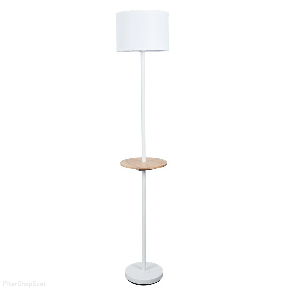 Белый торшер с деревянной полкой и двумя USB «COMBO» A4056PN-1WH