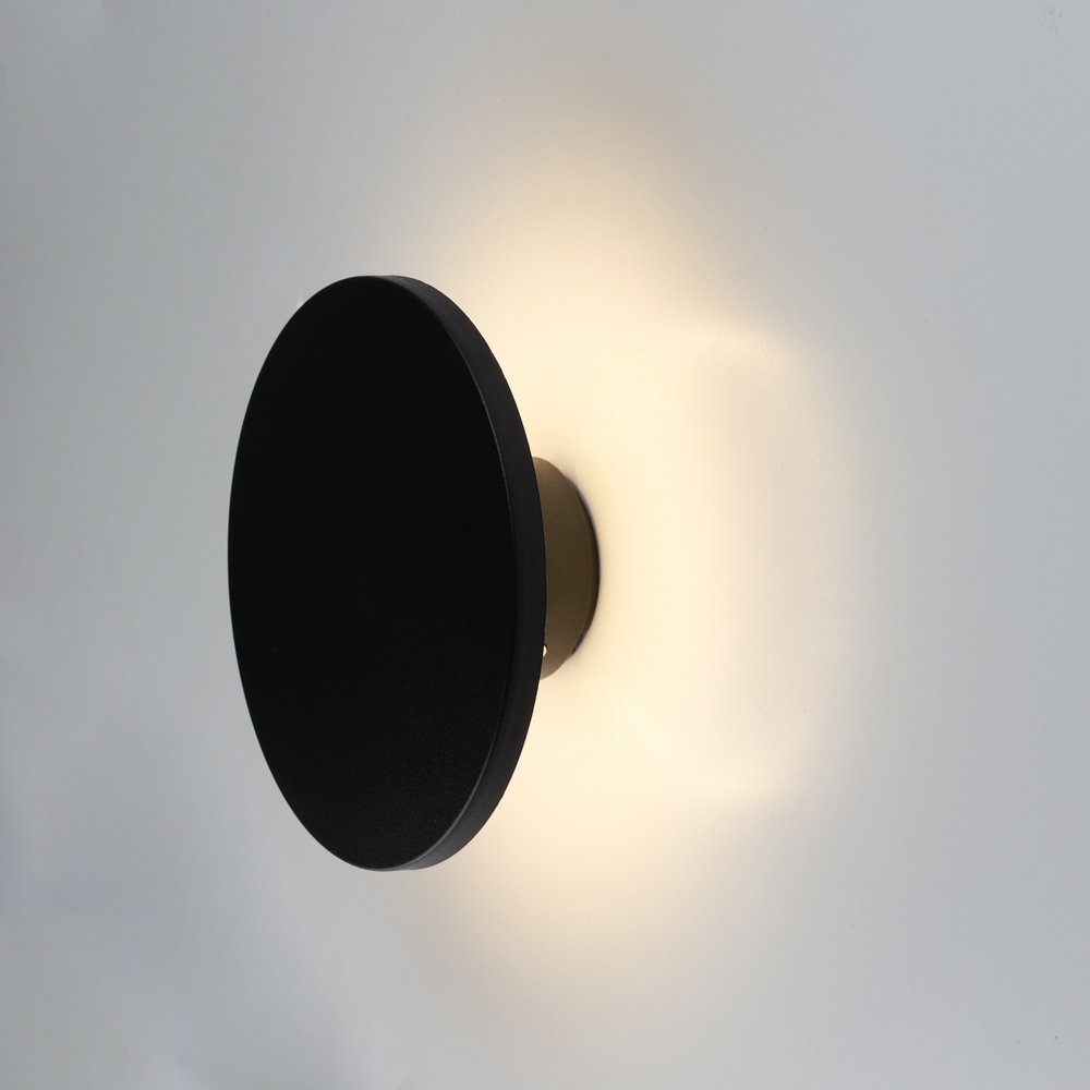 Круглый чёрный уличный настенный светильник подсветка 6Вт «NIMBO» A4406AL-1BK