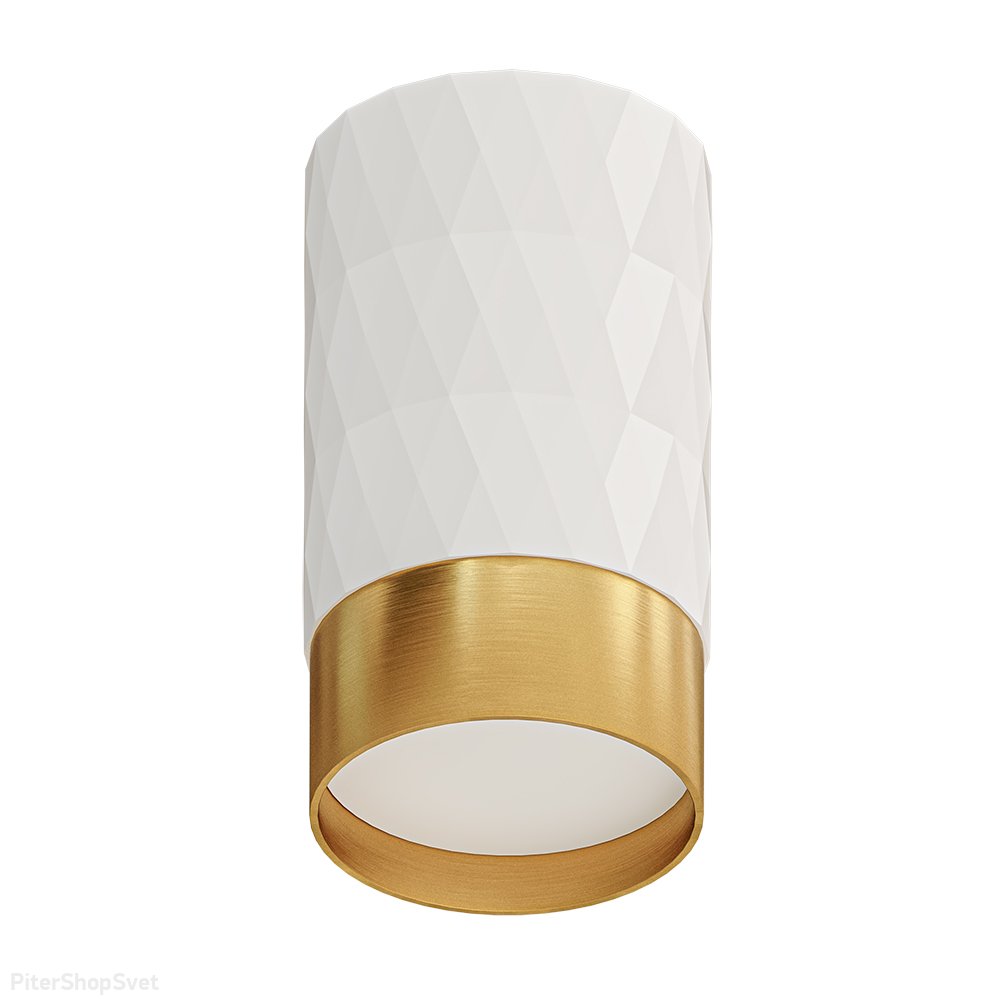 Бело-золотой накладной потолочный светильник цилиндр «Fang» A5658PL-1WH