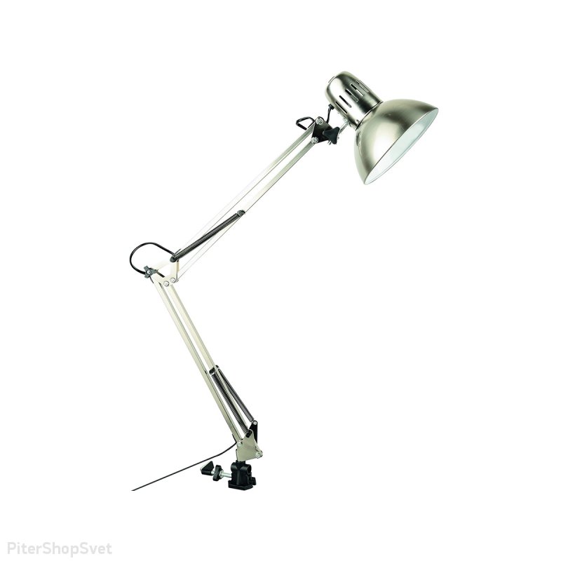 Серебряная офисная настольная лампа со струбциной «Senior» A6068LT-1SS