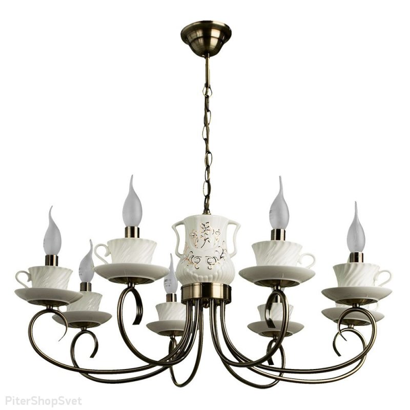 Подвесная люстра с плафонами в форме белых чашек A6380LM-8AB TEAPOT Arte Lamp