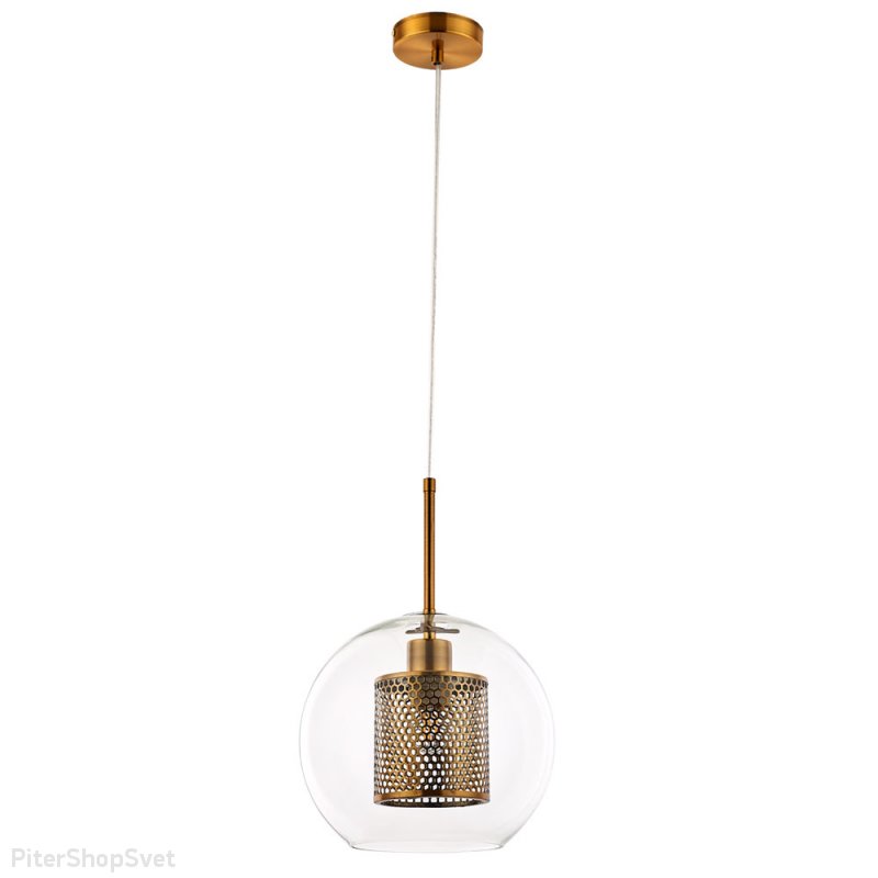 Подвесной светильник шар 25см с металлическим цилиндром внутри «Manchester» A7630SP-1AB