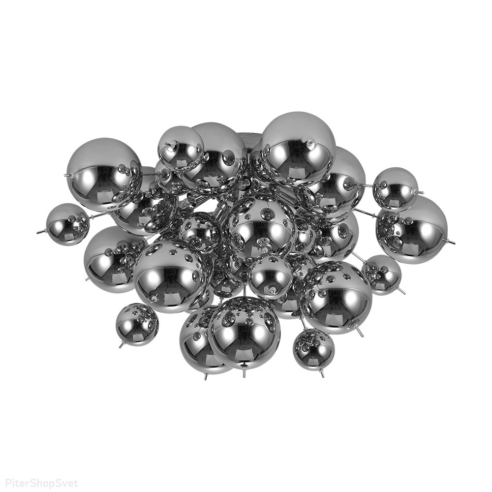 Хромированная потолочная люстра с плафонами шар «Molecule» A8313PL-5CC