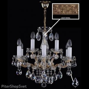 Люстра со свечами и хрустальными подвесками MARIA TEREZIA 26 LIGHT PATINA VA-PE CE