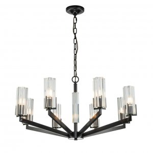 Чёрная подвесная люстра из латуни «Malone»