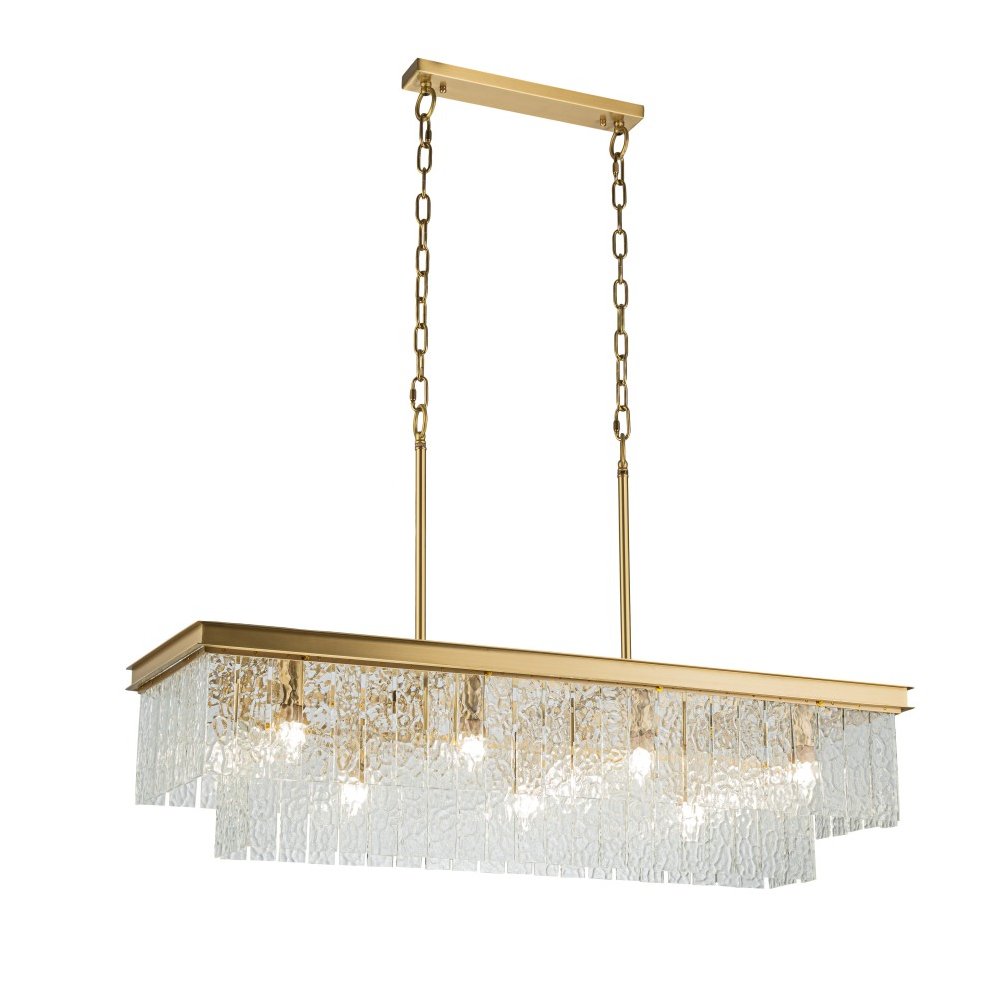 Длинная подвесная люстра из латуни с подвесками «Harland» 6308-10C BR CL