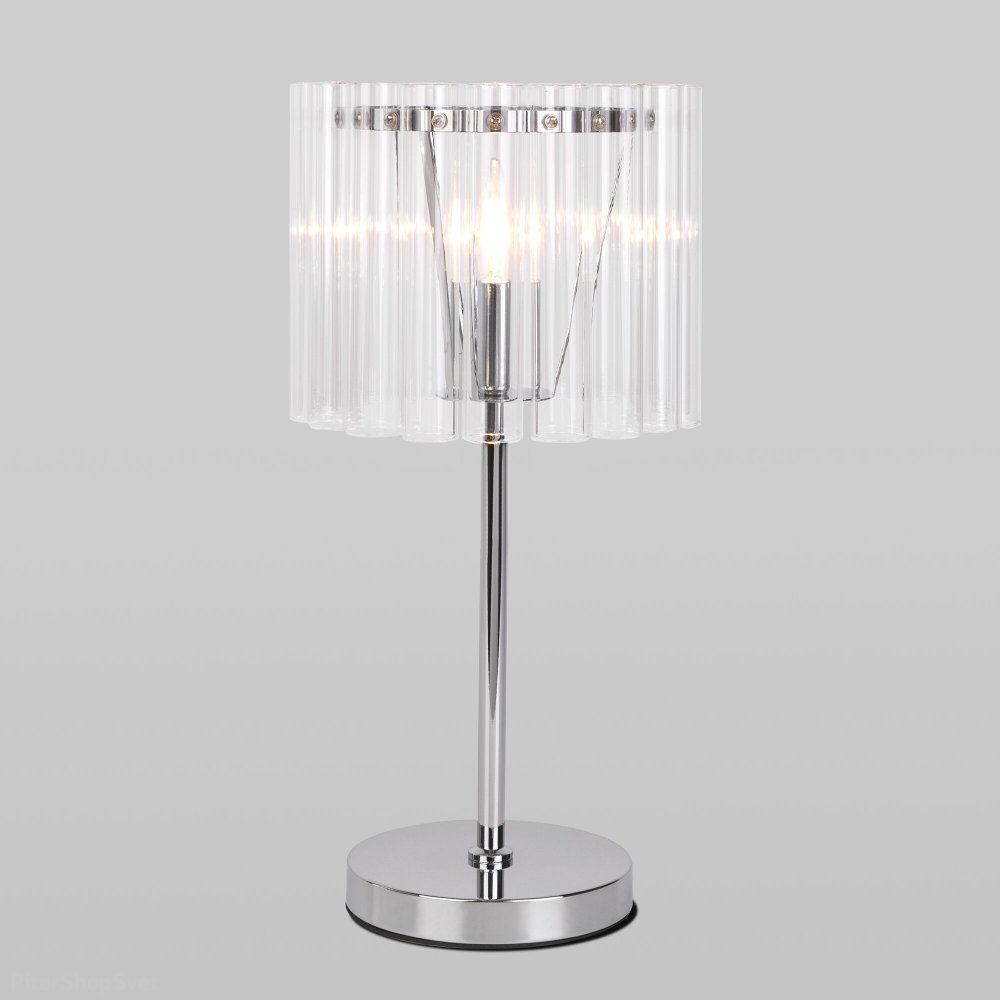 Настольная лампа с плафоном из стеклянных трубок, цвет хром «Flamel» 01117/1