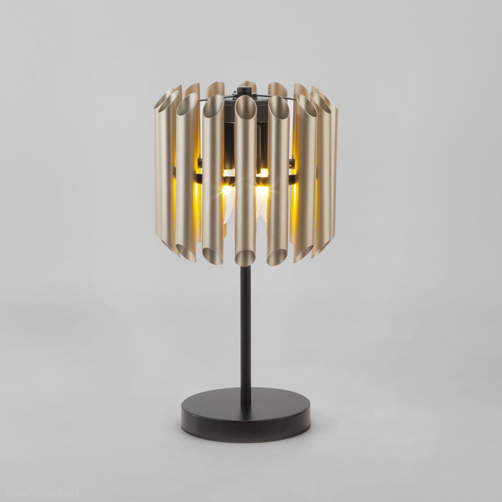 Настольная лампа с металлическими трубками, чёрный/сатин «Castellie» 01124/3