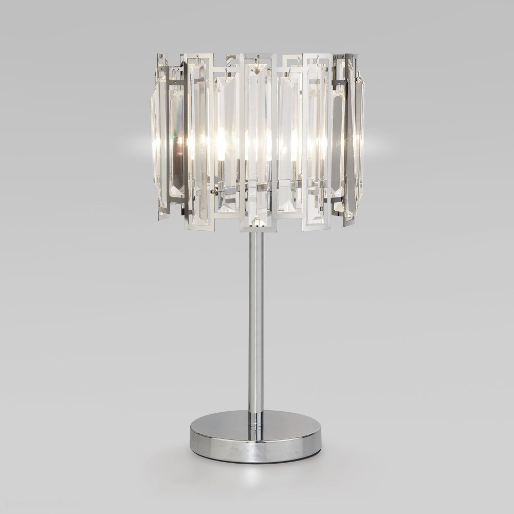 Хромированная настольная лампа с хрустальными подвесками «Cella» 01147/1 Strotskis