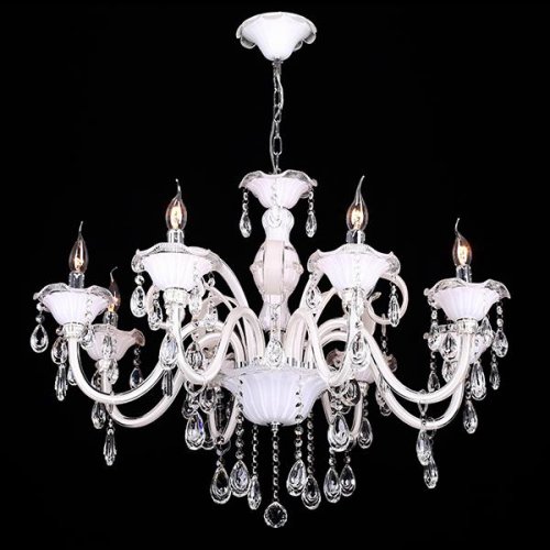 Белая люстра с хрустальными подвесками «Albertina» 248/8 Strotskis