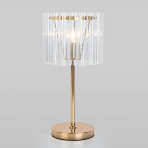 Настольная лампа с плафоном из стеклянных трубок, цвет золото «Flamel»