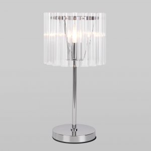 Настольная лампа с плафоном из стеклянных трубок, цвет хром «Flamel»
