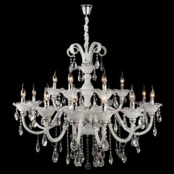 Белая люстра с хрустальными подвесками «Albertina»