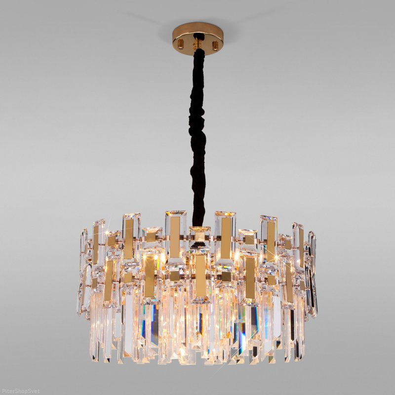 Люстра с хрустальными подвесками цвет золото «Lago» 330/6 Strotskis