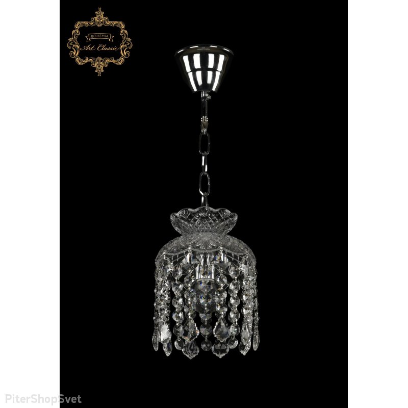 Хрустальный подвесной светильник с подвесками лист 14.01.1.d15.Cr.L