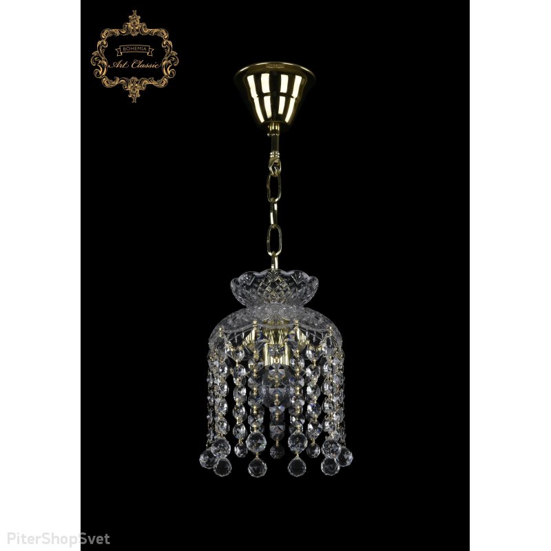 Хрустальный подвесной светильник с подвесками шар 14.01.1.d15.Gd.B
