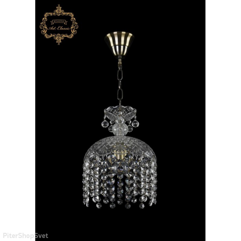 Хрустальный подвесной светильник с подвесками лист 14.01.1.d22.Br.R