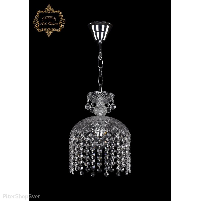 Хрустальный подвесной светильник с подвесками лист 14.01.1.d22.Cr.R