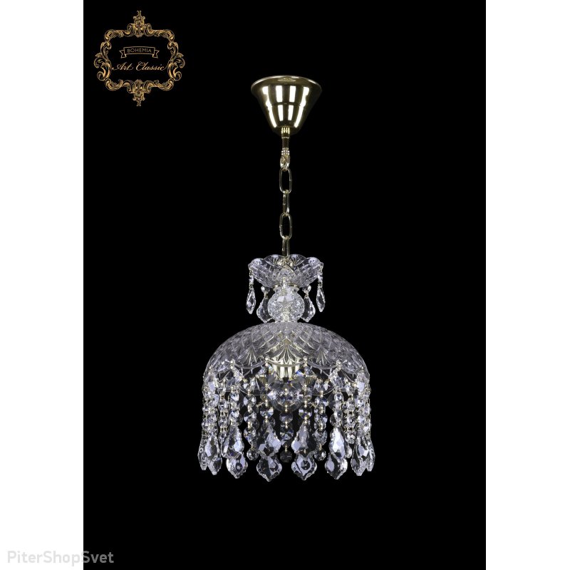 Хрустальный подвесной светильник с подвесками лист 14.01.1.d22.Gd.L