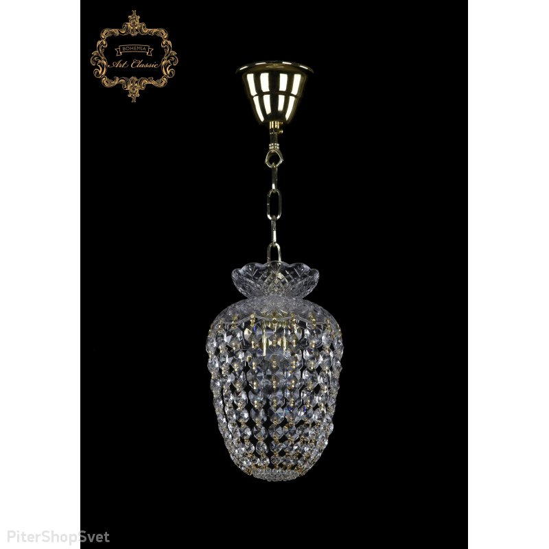 Хрустальный подвесной светильник с подвесками капля 14.02.1.d15.Gd