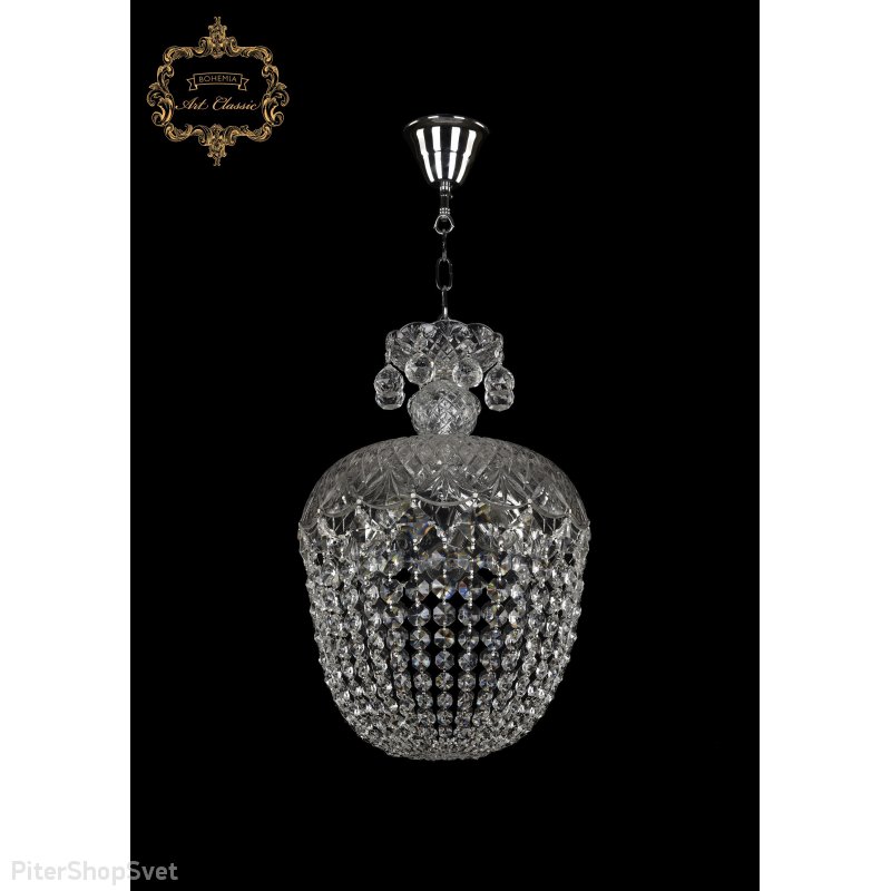 Хрустальная подвесная люстра с подвесками капля 14.02.5.d30.Cr