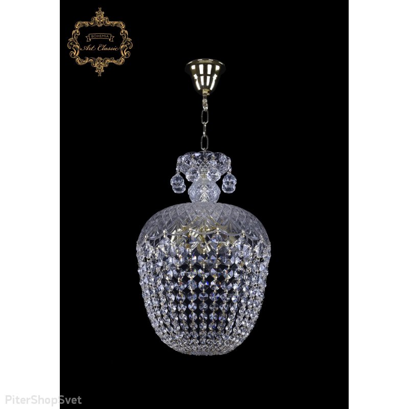 Хрустальная подвесная люстра с подвесками капля 14.02.5.d30.Gd