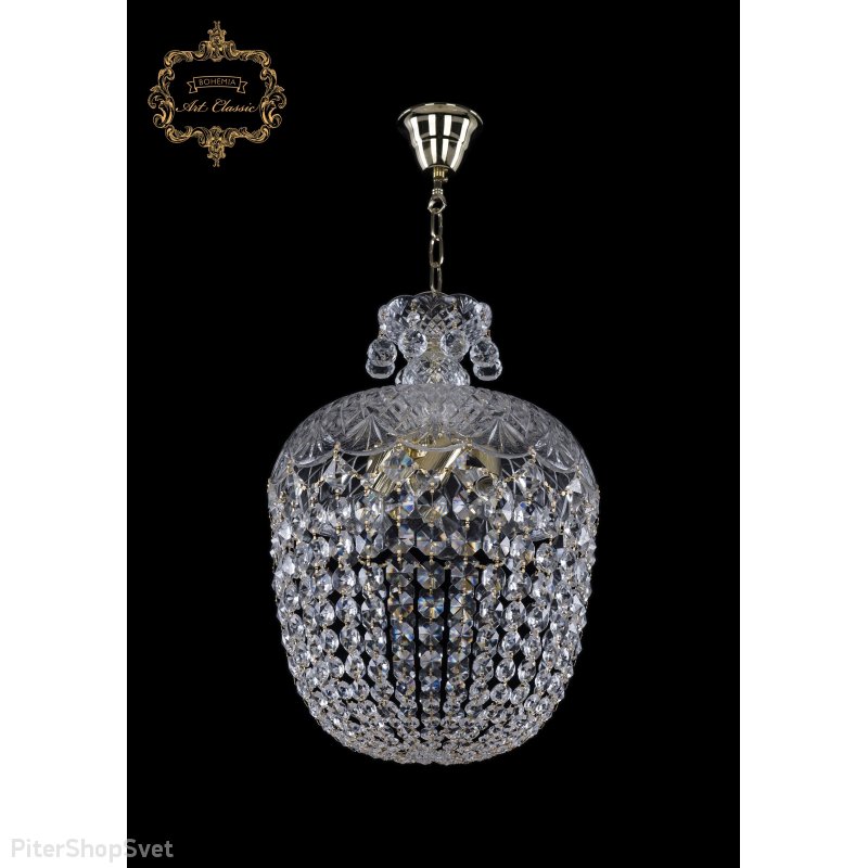 Хрустальная подвесная люстра с подвесками капля 14.02.6.d35.Gd