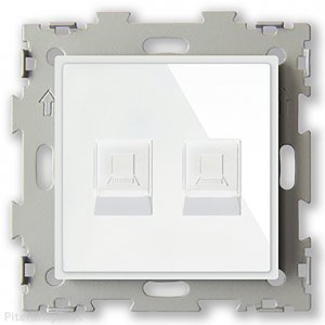 Розетка компьютерная RJ45 кат. 5e двойная белая «Эстетика белый»