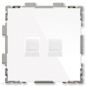 Розетка компьютерная RJ45 кат. 5e двойная белая «Практика белый»