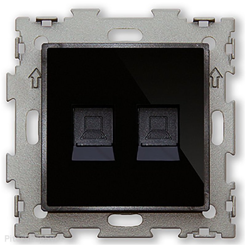 Розетка компьютерная RJ45 кат. 5e двойная «Эстетика чёрный» GL-W201C2-BСG