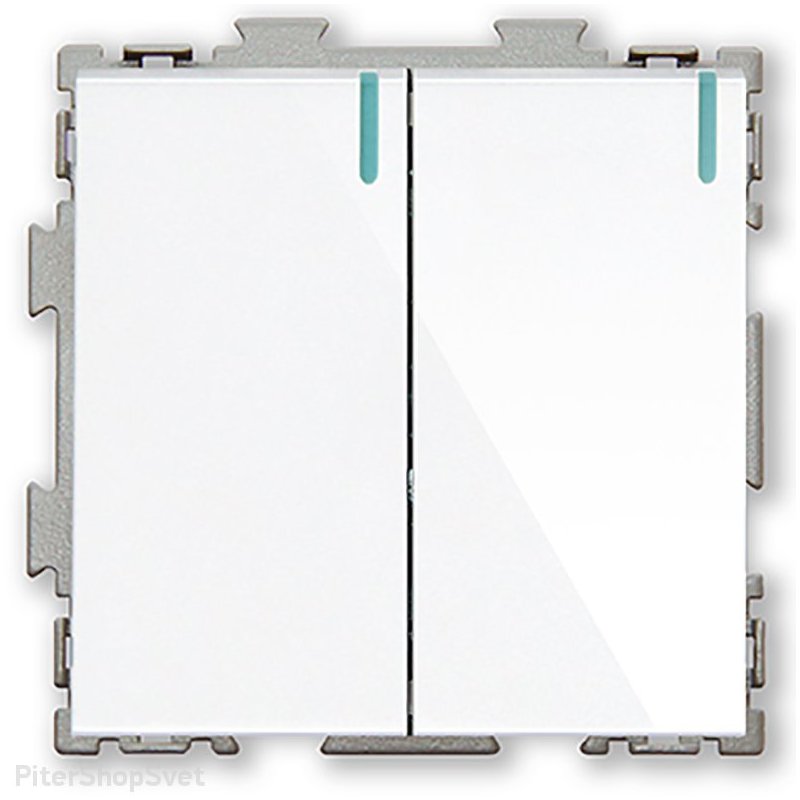 Выключатель двухклавишный проходной белый «Практика белый» PL-W102-PWCG