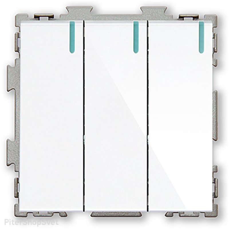 Выключатель трёхклавишный белый «Практика белый» PL-W103-WCG