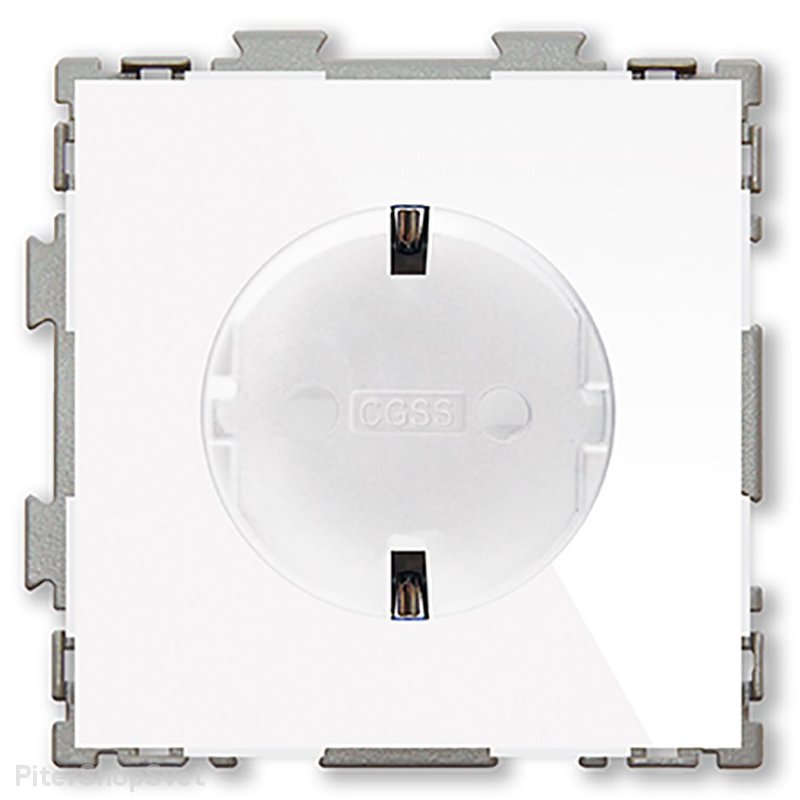 Розетка электрическая с заземлением 16А белая «Практика белый» PL-W160A-WCG