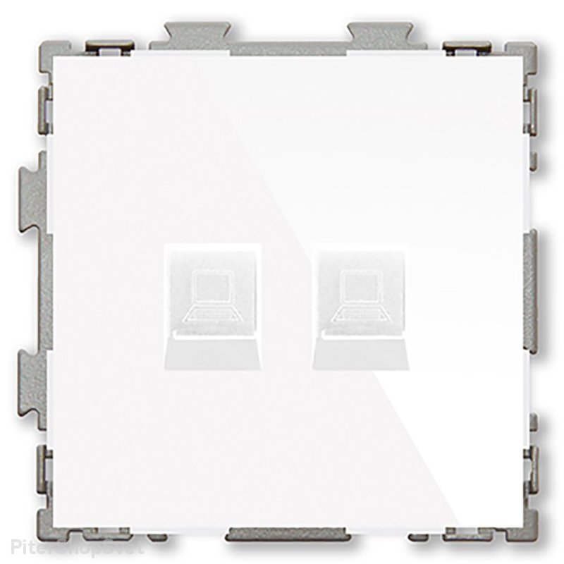 Розетка компьютерная RJ45 кат. 5e двойная белая «Практика белый» PL-W201C2-WCG