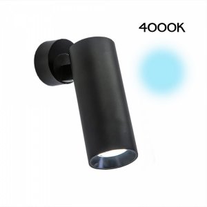Чёрный накладной поворотный светильник 12Вт 4000К «Тубус»