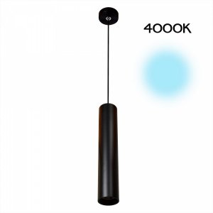 Чёрный подвесной светильник цилиндр 12Вт 4000К «Тубус»