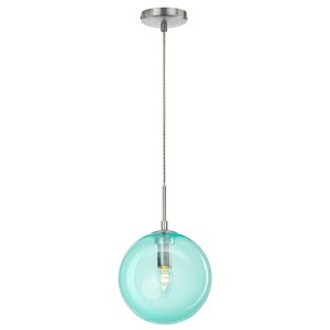 Голубой подвесной светильник с плафоном шар 20см «Томми»