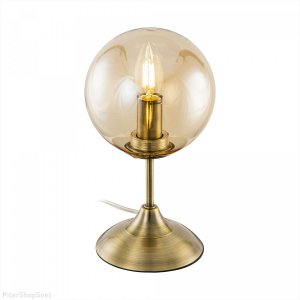 Настольная лампа цвета бронзы с плафоном шар 15см цвета шампань «Томми»