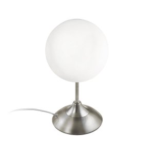 Настольная лампа с плафоном шар, матовый хром/белый «Томми»