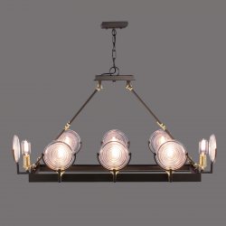 Люстра с лампами в виде фар «Тесла»