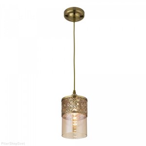 Подвесной светильник с плафоном цилиндр (бронзовый/шампань) «Эмир»