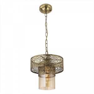 Подвесной светильник бронзового цвета с плафоном шампань «Эмир»