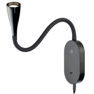 Чёрный гибкий настенный светильник с USB зарядкой «Рио»
