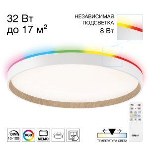 Круглая светодиодная потолочная люстра 40см с RGB подсветкой и пультом «Etalon»