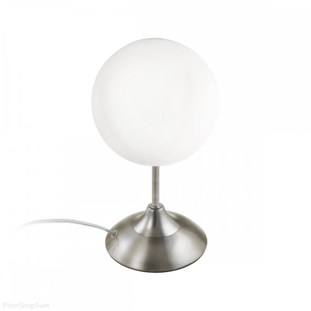 Настольная лампа с плафоном шар, матовый хром/белый «Томми» CL102814