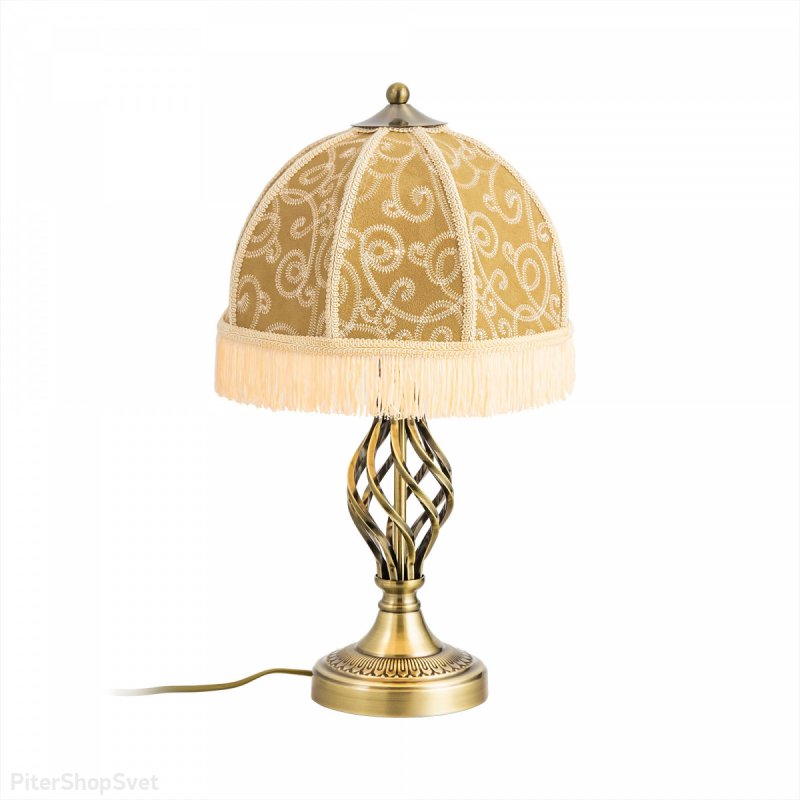 Настольная лампа с абажуром бежевого цвета с орнаментом «Базель» CL407804